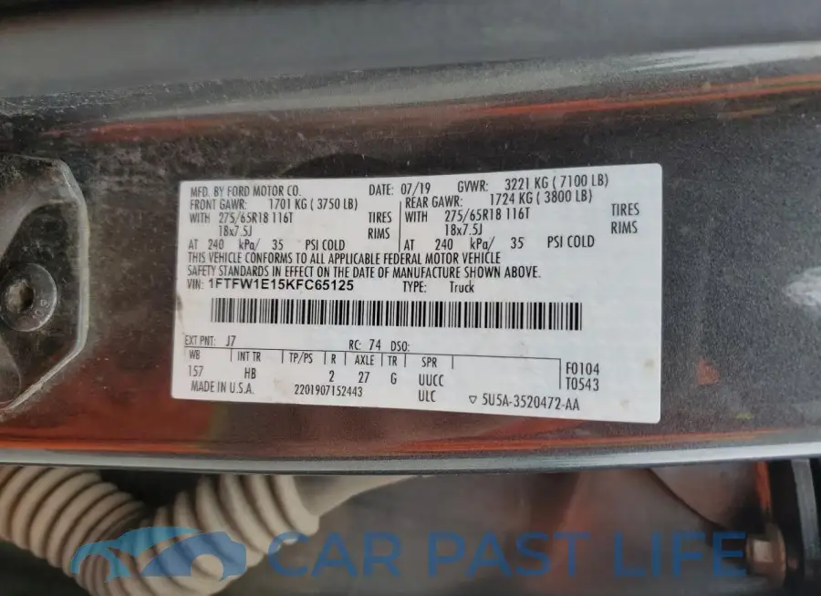 1FTFW1E15KFC65125# 12