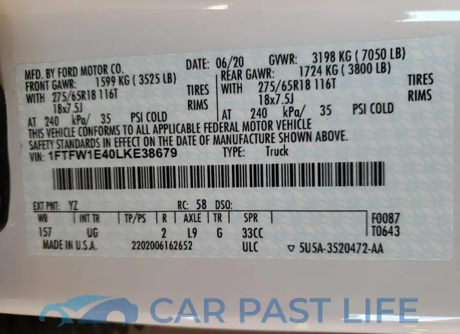 1FTFW1E40LKE38679# 12