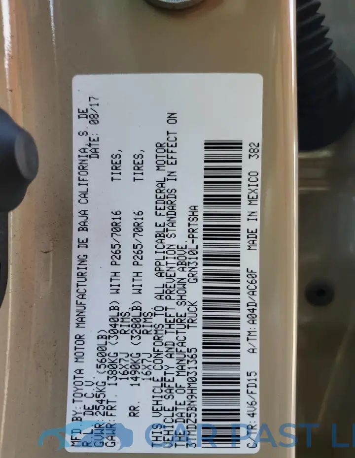 3TMDZ5BN9HM031365# 12