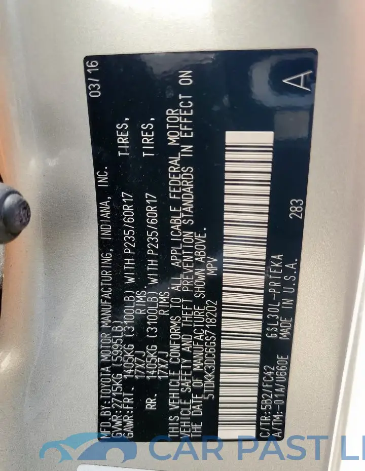 5TDKK3DC6GS718202# 12
