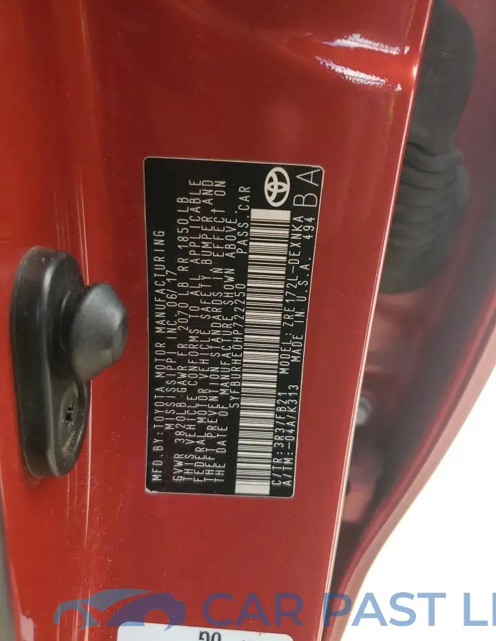 5YFBURHE0HP722250# 12
