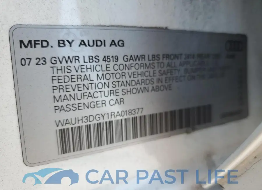 WAUH3DGY1RA018377# 12