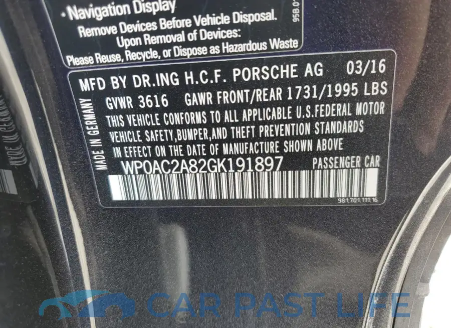 WP0AC2A82GK191897# 13