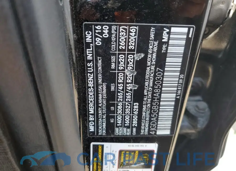 4JGDA5GB5HA850307# 12