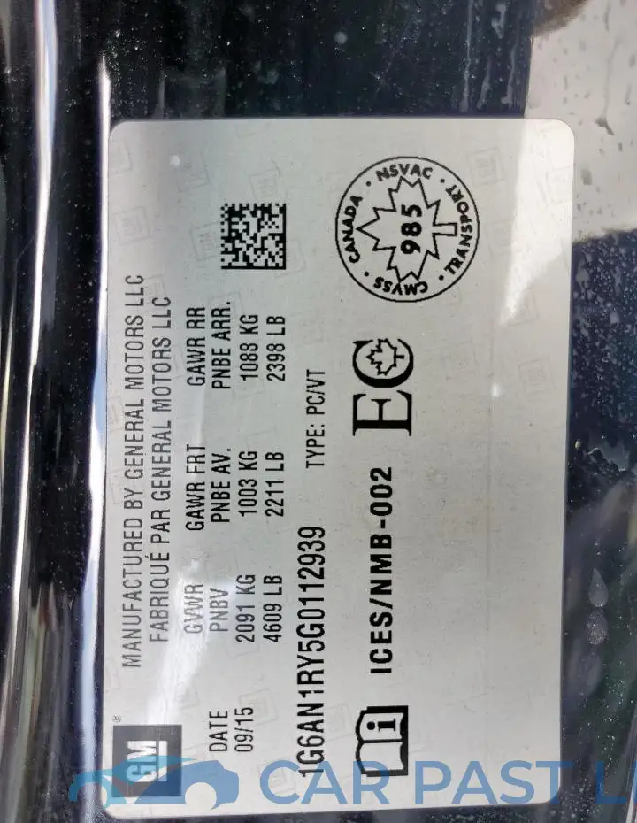 1G6AN1RY5G0112939# 12