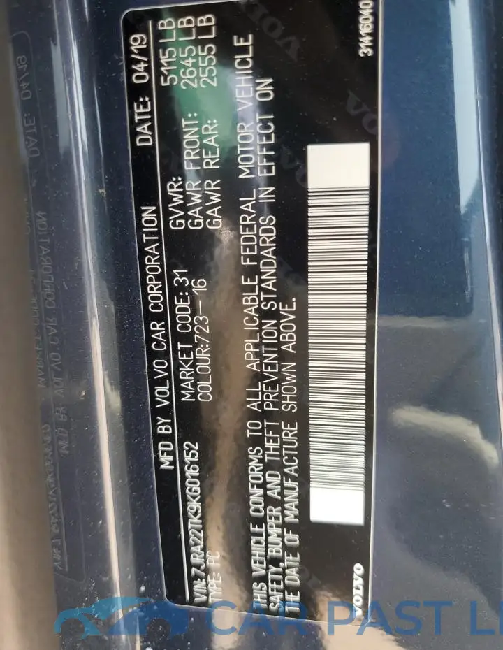 7JRA22TK9KG016152# 12