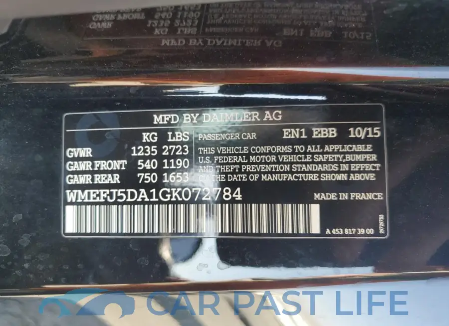 WMEFJ5DA1GK072784# 13
