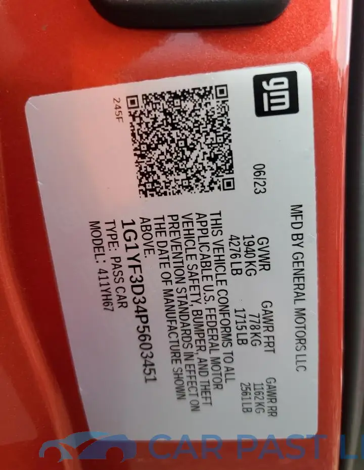 1G1YF3D34P5603451# 13