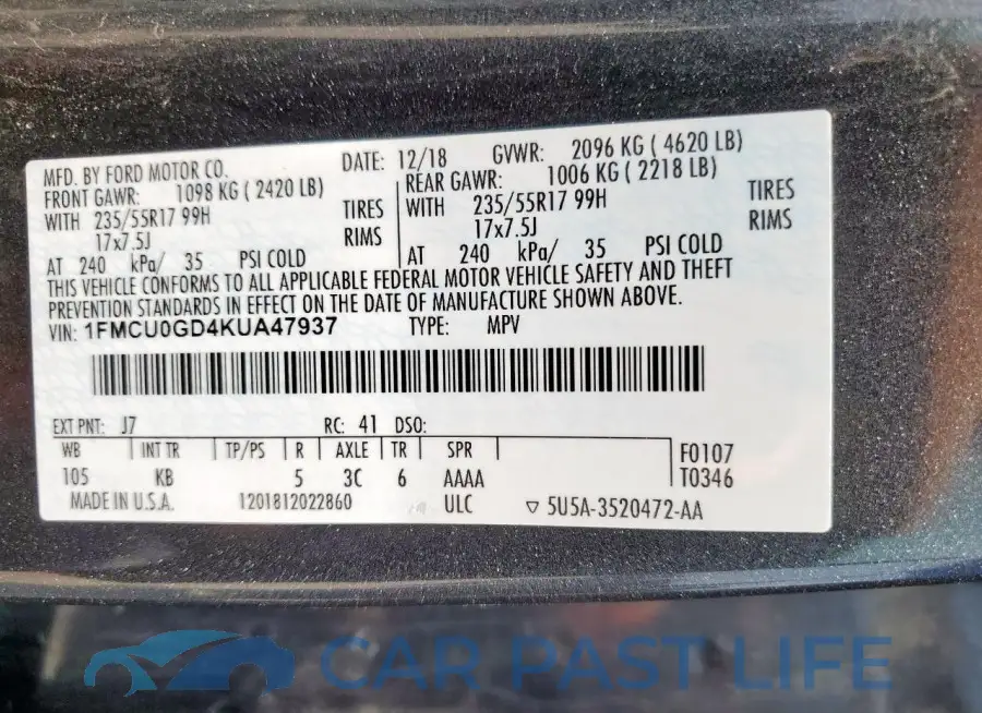 1FMCU0GD4KUA47937# 13
