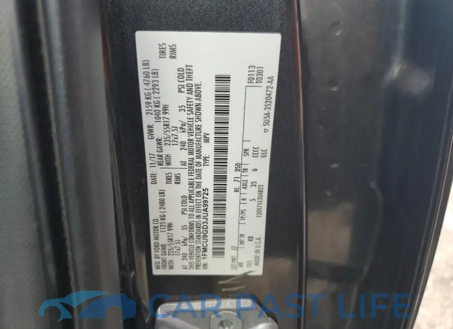 1FMCU9GD3JUA99725# 13