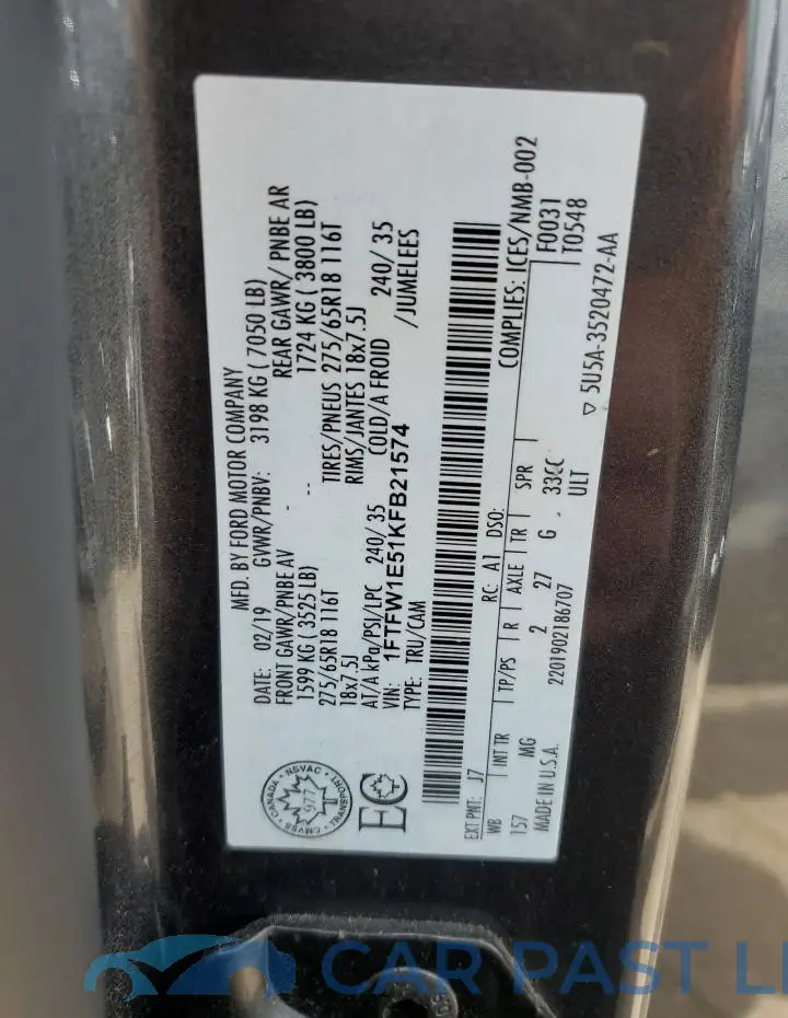 1FTFW1E51KFB21574# 13