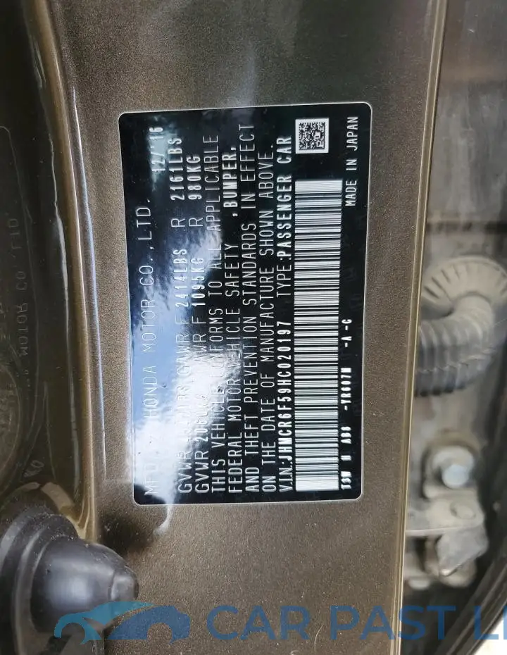 JHMCR6F59HC020197# 12