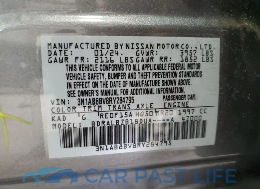 3N1AB8BV8RY284795# 12