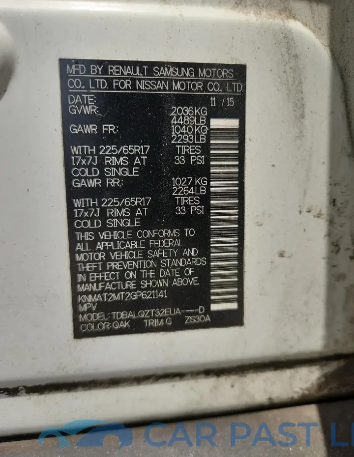 KNMAT2MT2GP621141# 13