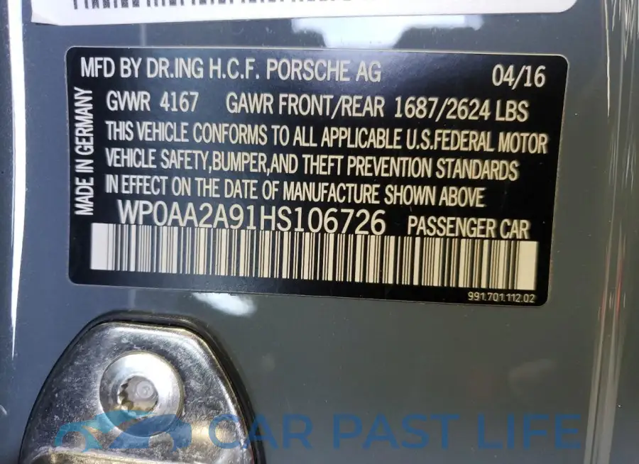 WP0AA2A91HS106726# 12