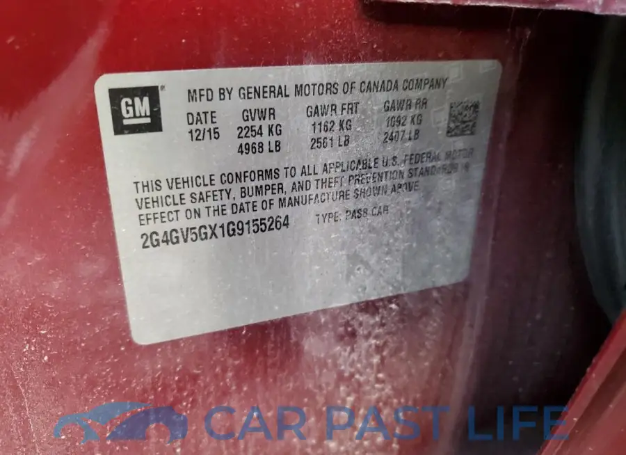 2G4GV5GX1G9155264# 12