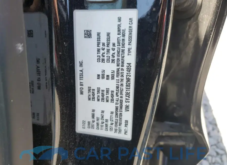 5YJ3E1EB2NF314854# 12