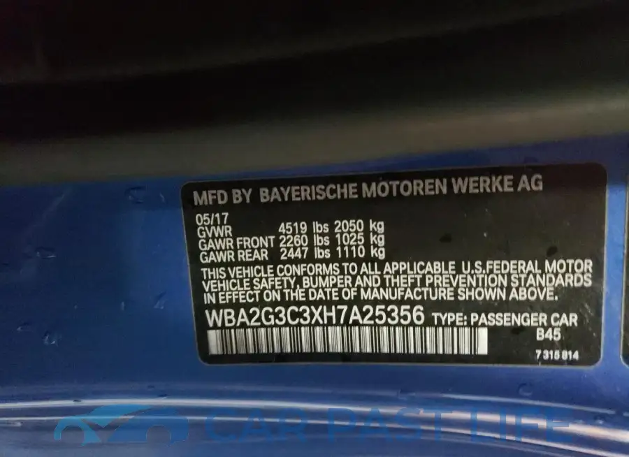 WBA2G3C3XH7A25356# 12
