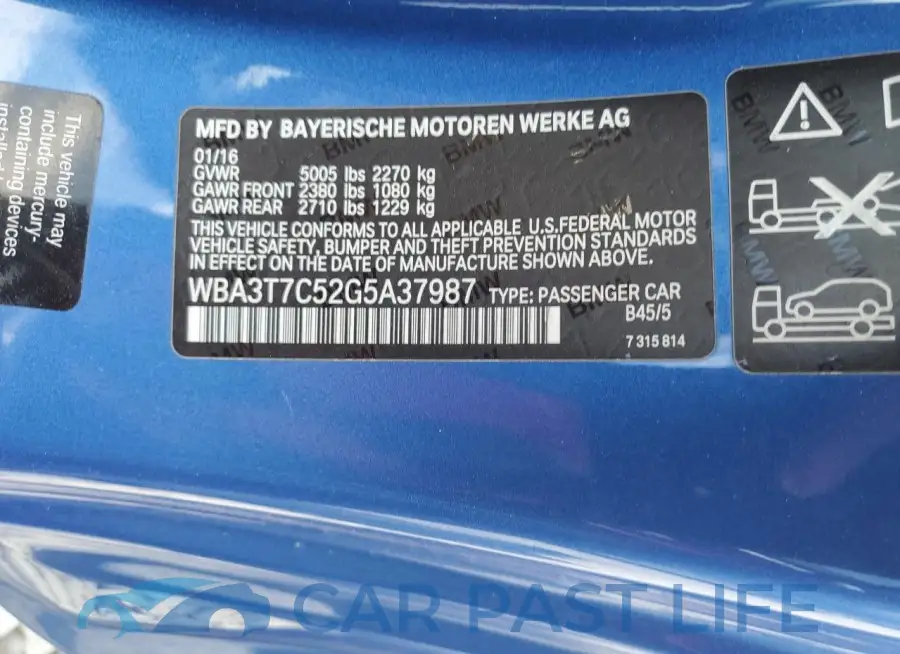 WBA3T7C52G5A37987# 12