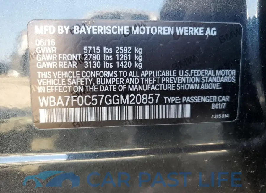 WBA7F0C57GGM20857# 12