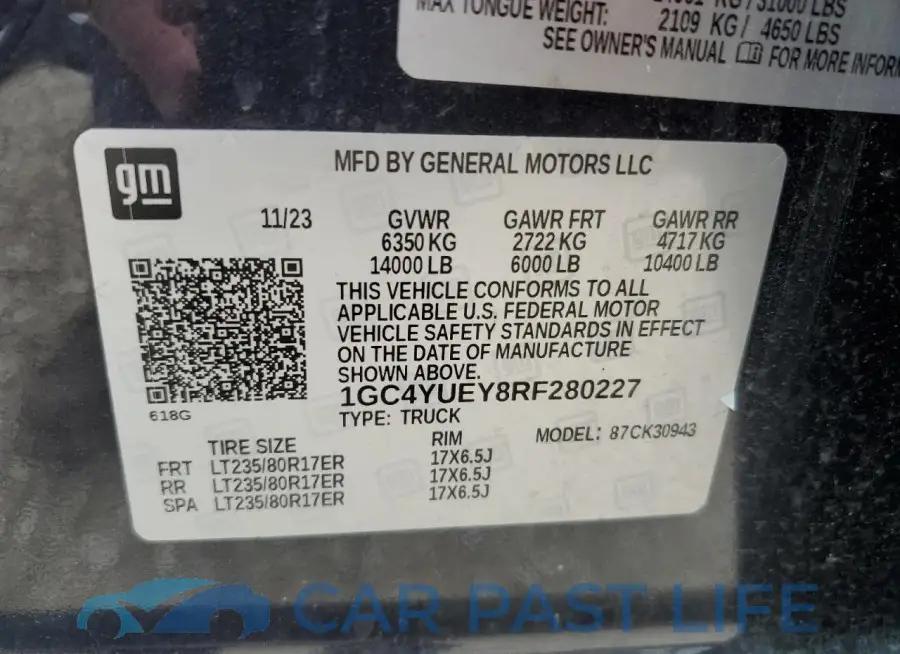 1GC4YUEY8RF280227# 12