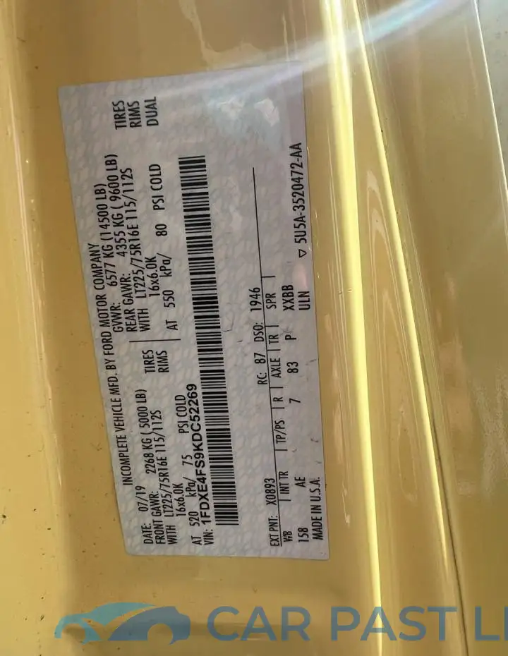 1FDXE4FS9KDC52269# 10