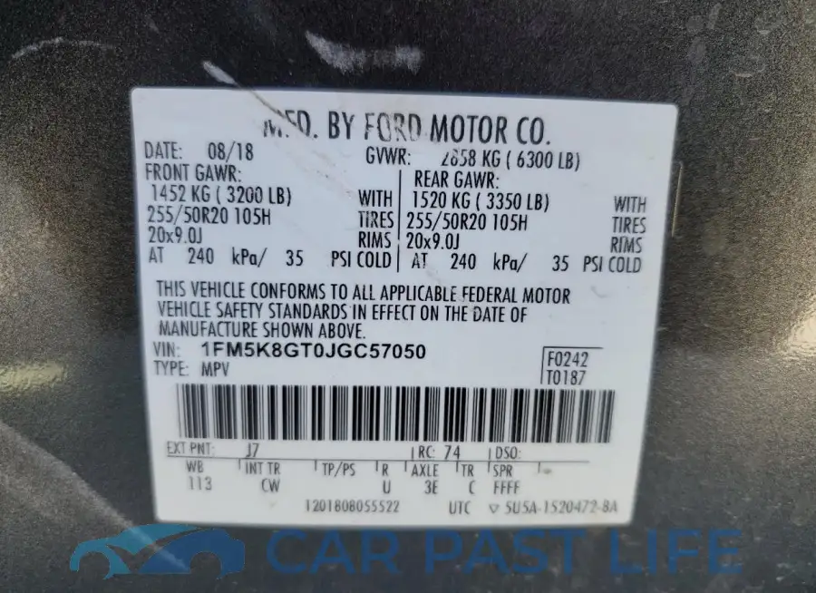 1FM5K8GT0JGC57050# 13