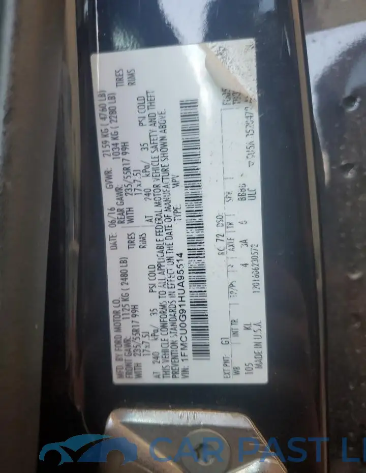 1FMCU0G91HUA95514# 13