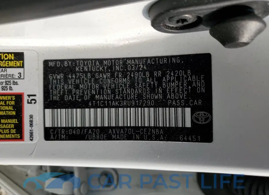 4T1C11AK3RU917290# 12