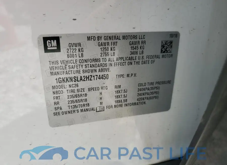 1GKKNSLA2HZ174450# 13