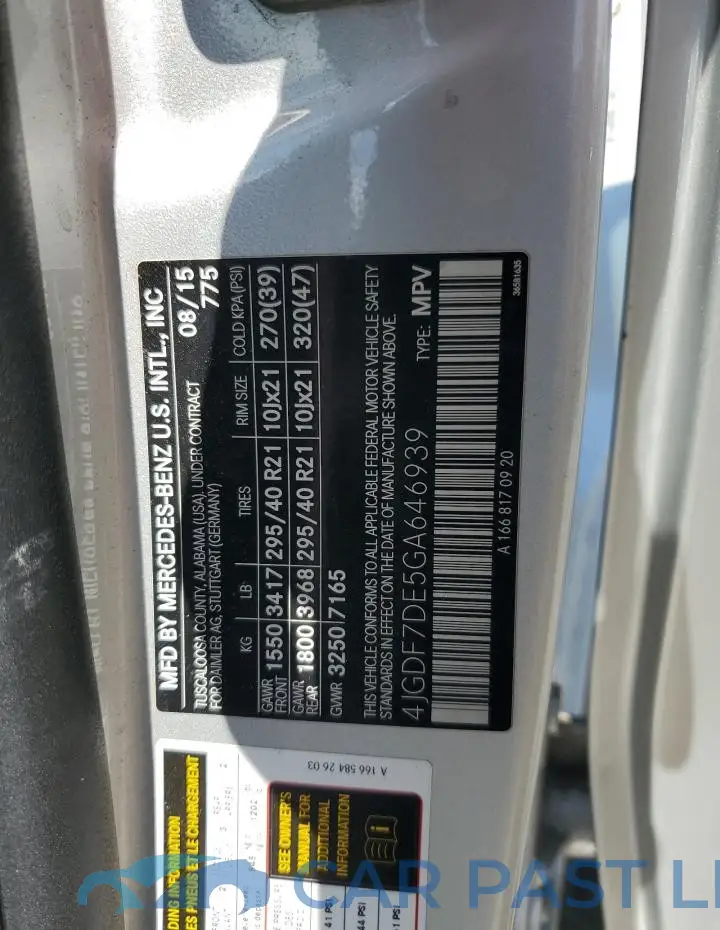 4JGDF7DE5GA646939# 12