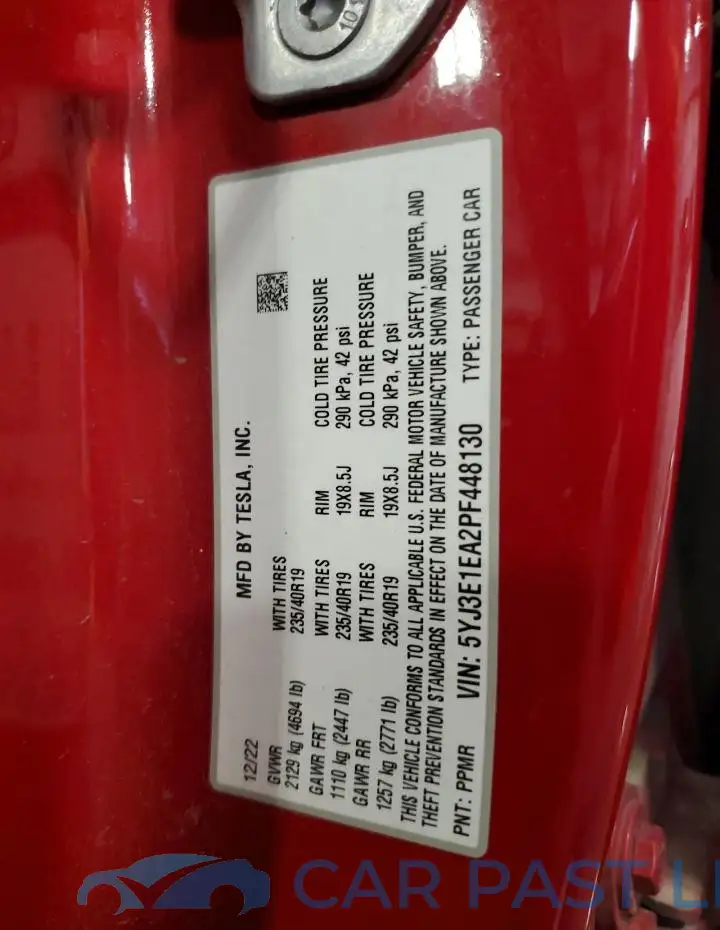 5YJ3E1EA2PF448130# 12