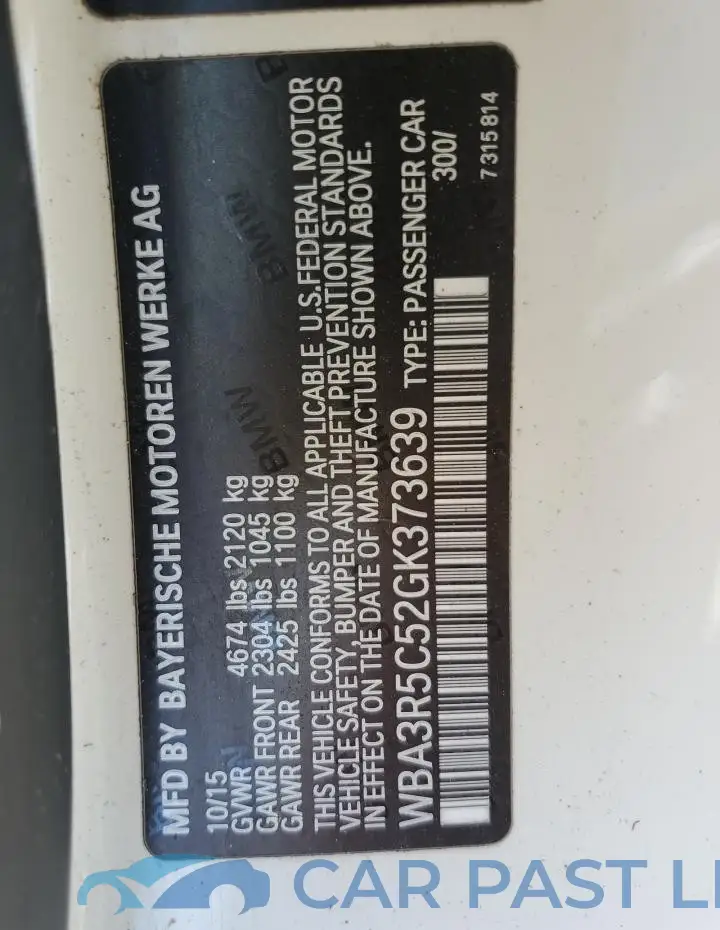 WBA3R5C52GK373639# 12