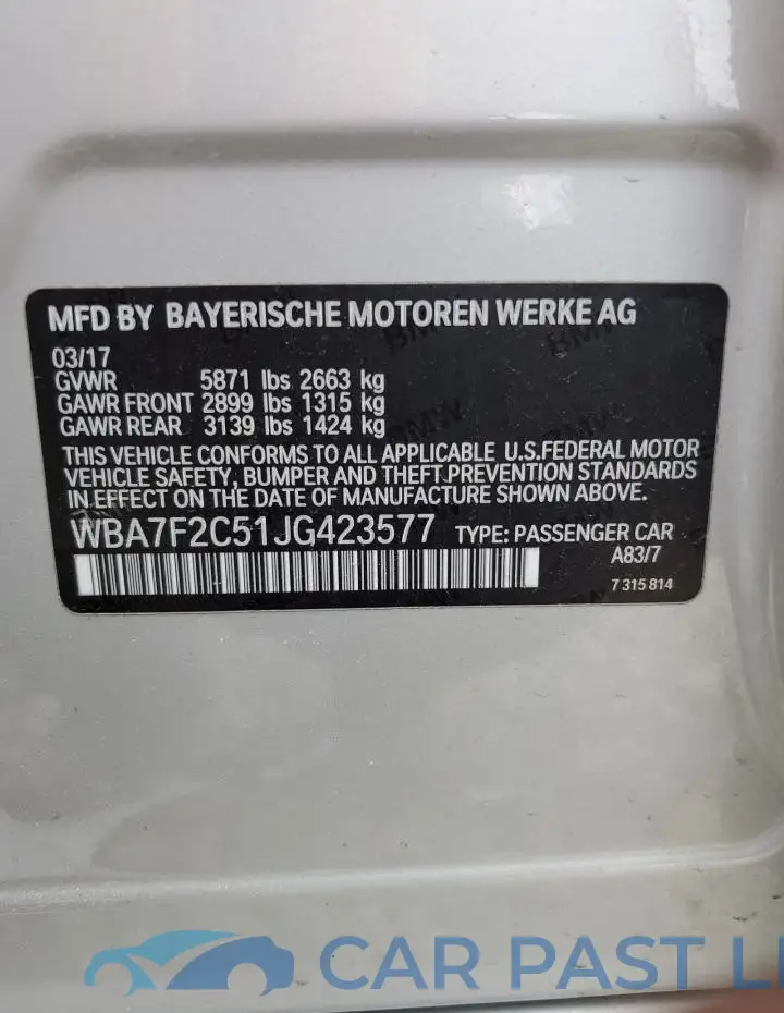 WBA7F2C51JG423577# 12