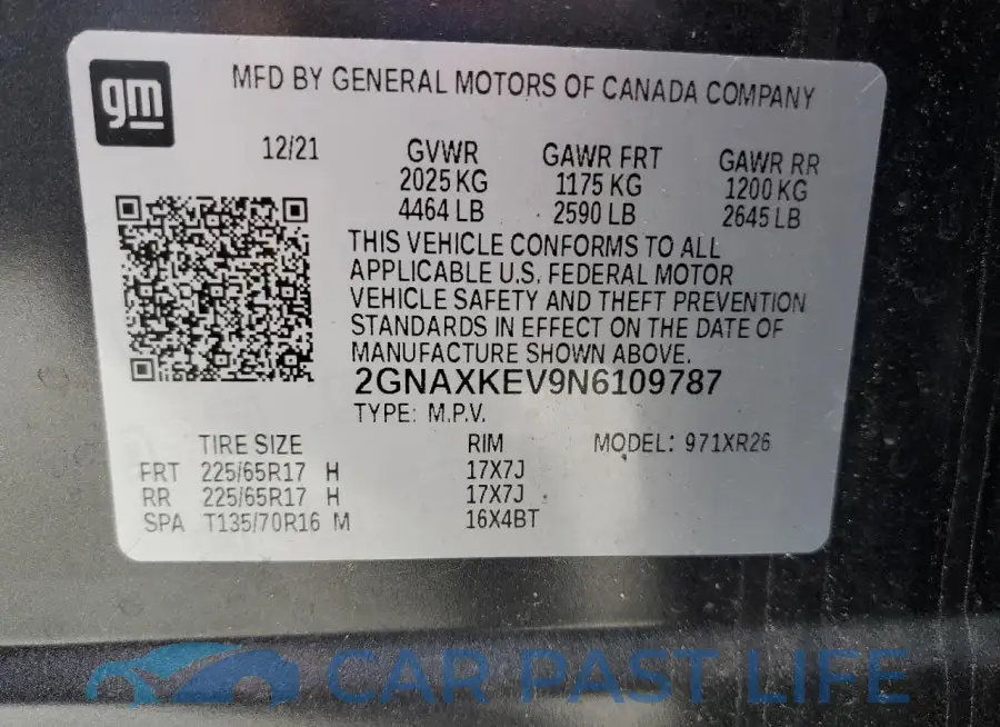 2GNAXKEV9N6109787# 13