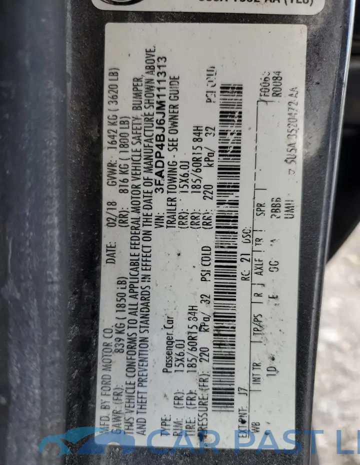 3FADP4BJ6JM111313# 12