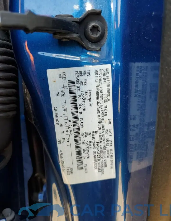 1FADP3F27JL307386# 12