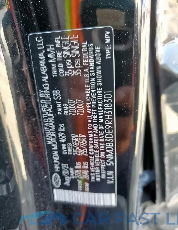 5NMJB3DE9RH318301# 13