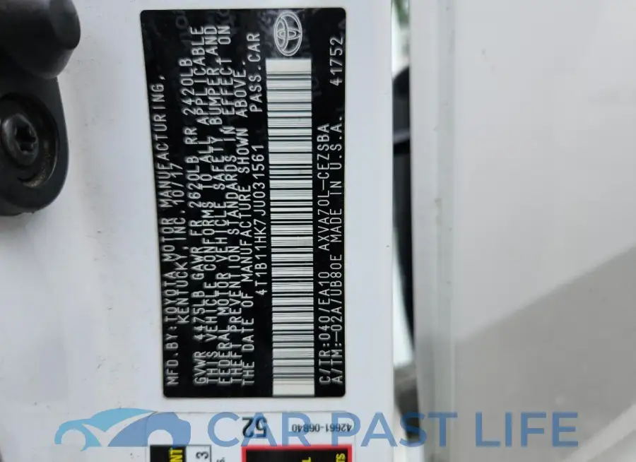 4T1B11HK7JU031561# 12