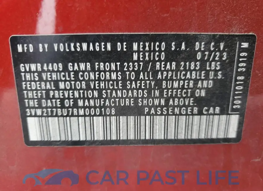 3VW2T7BU7RM000108# 12