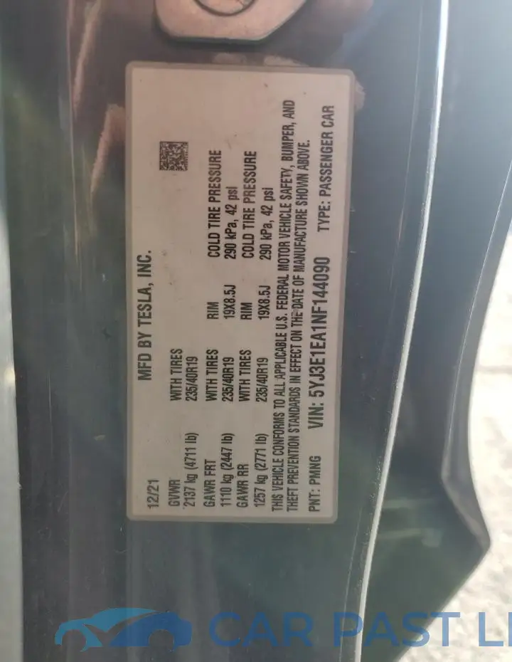 5YJ3E1EA1NF144090# 12