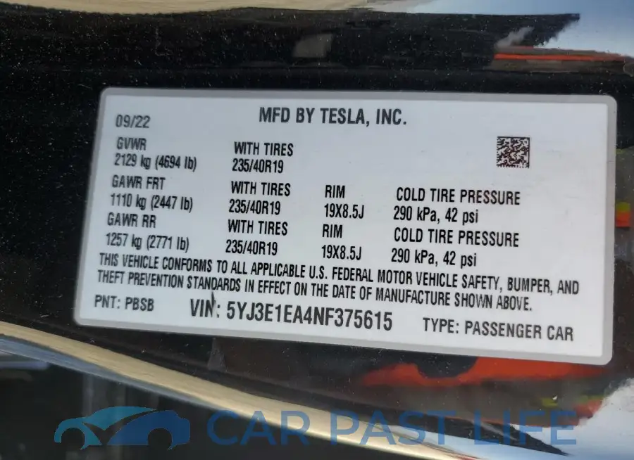 5YJ3E1EA4NF375615# 12