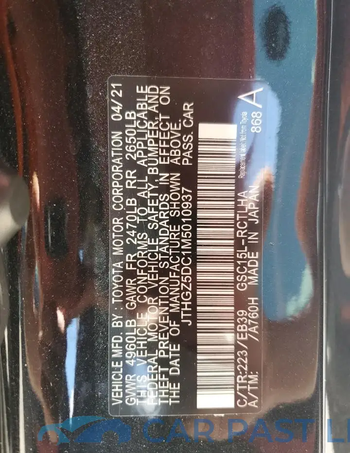 JTHGZ5DC1M5010937# 12
