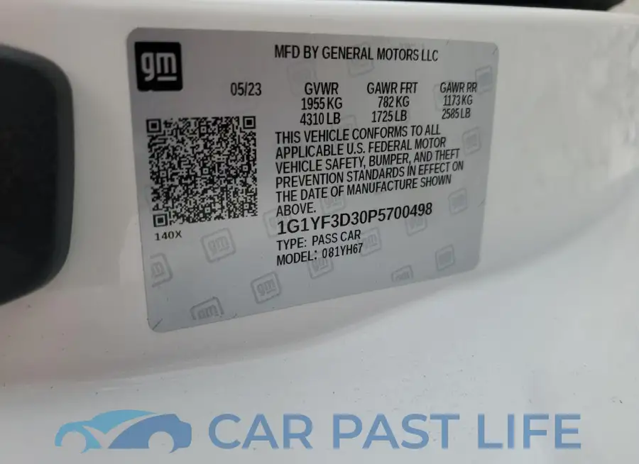 1G1YF3D30P5700498# 13