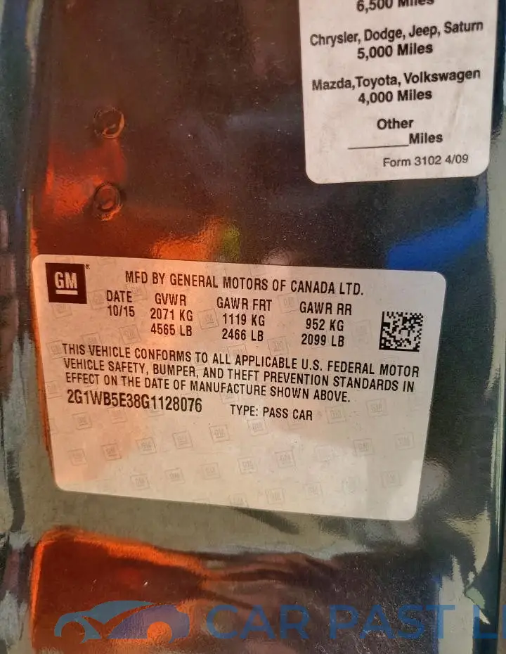 2G1WB5E38G1128076# 12