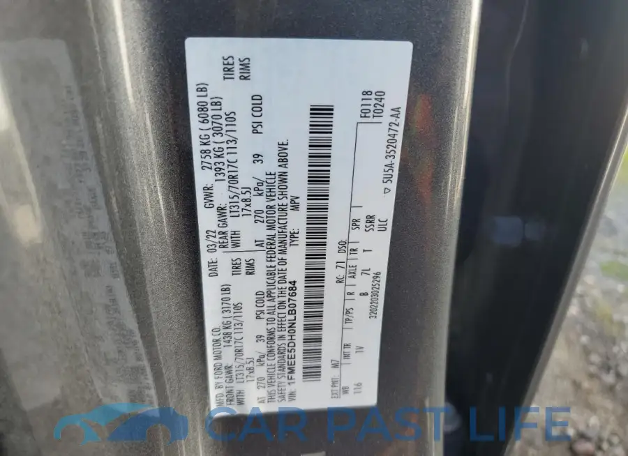 1FMEE5DH0NLB07684# 13