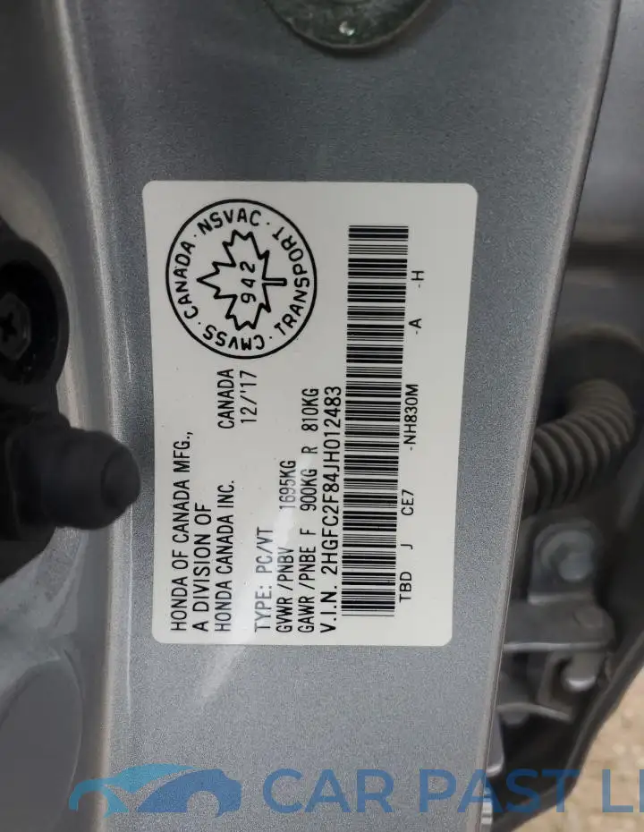2HGFC2F84JH012483# 12