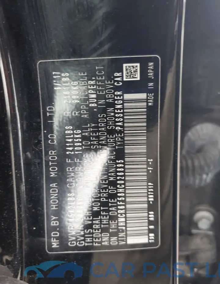 JHMCR6F58HC026895# 13