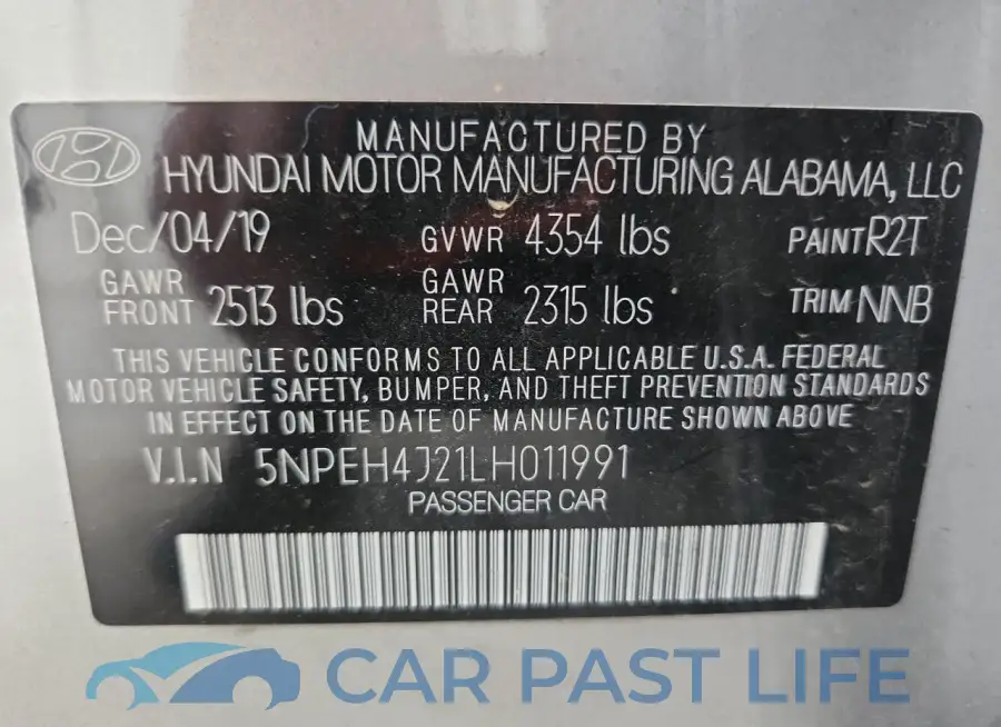 5NPEH4J21LH011991# 12