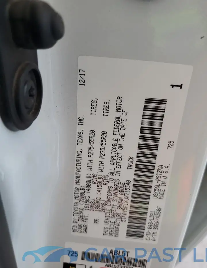 5TFAY5F1XJX715340# 12